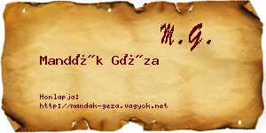 Mandák Géza névjegykártya